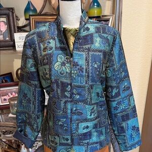 Coldwater Creek Blue and Green Floral Blazer